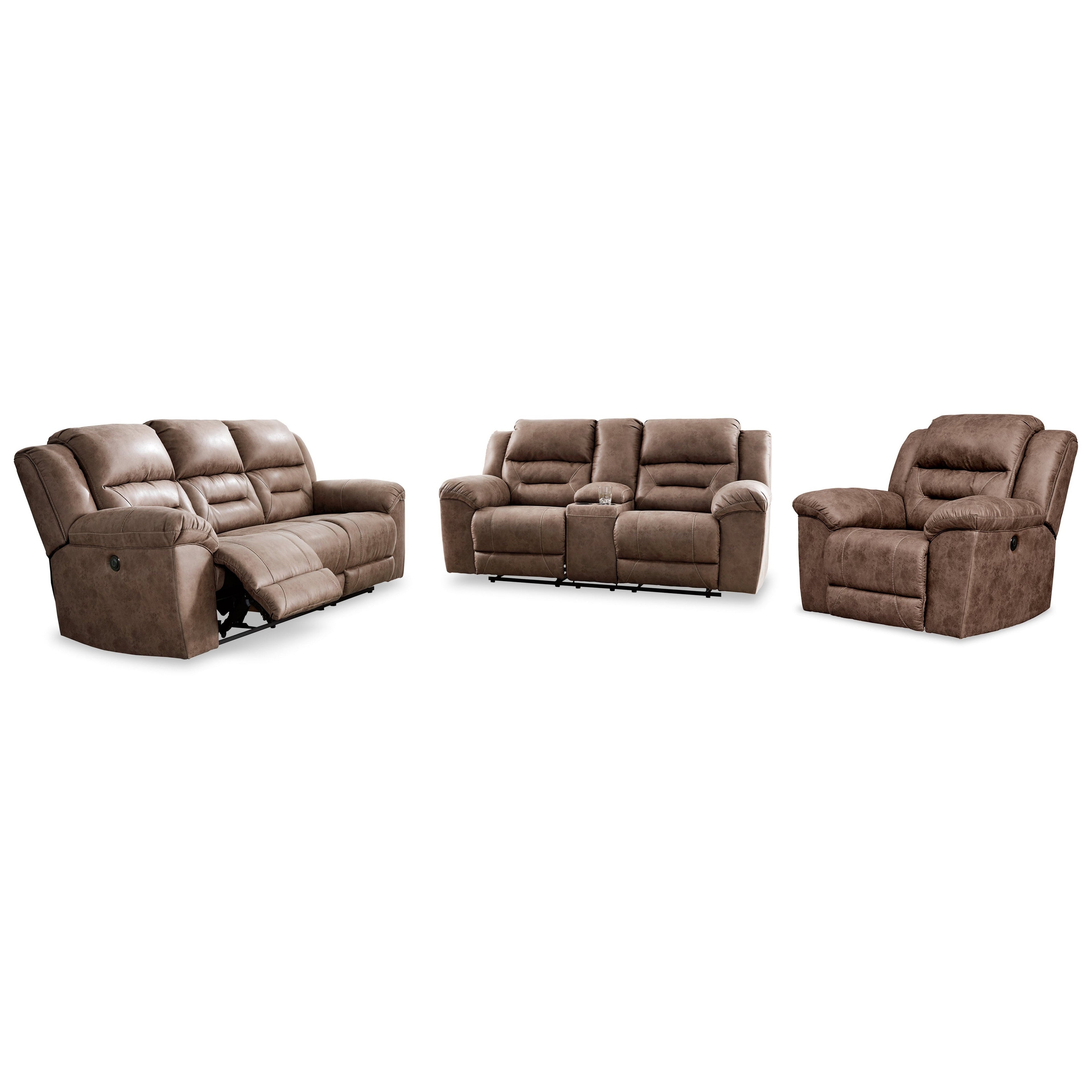 Stoneland Power Reclining Sofa, Loveseat and Recliner Ash-39905U5