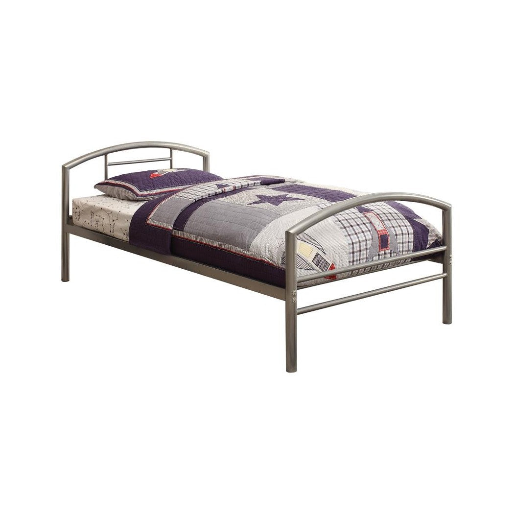 Baines Twin Metal Bed with Arched Headboard Silver 400159T