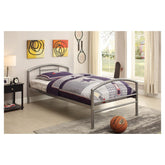 Baines Twin Metal Bed with Arched Headboard Silver 400159T