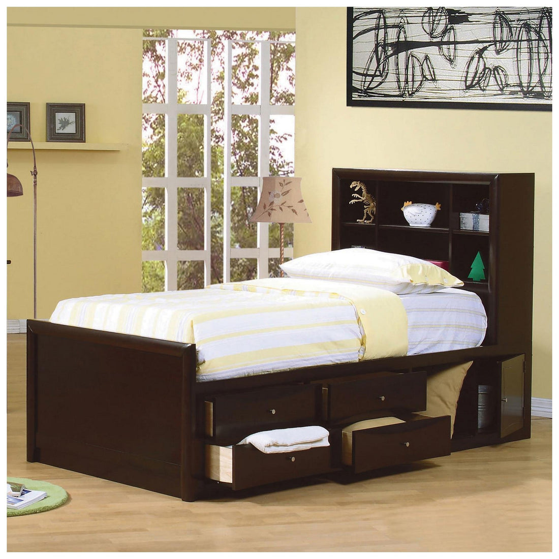 Phoenix Full Bookcase Bed with Underbed Storage Cappuccino 400180F