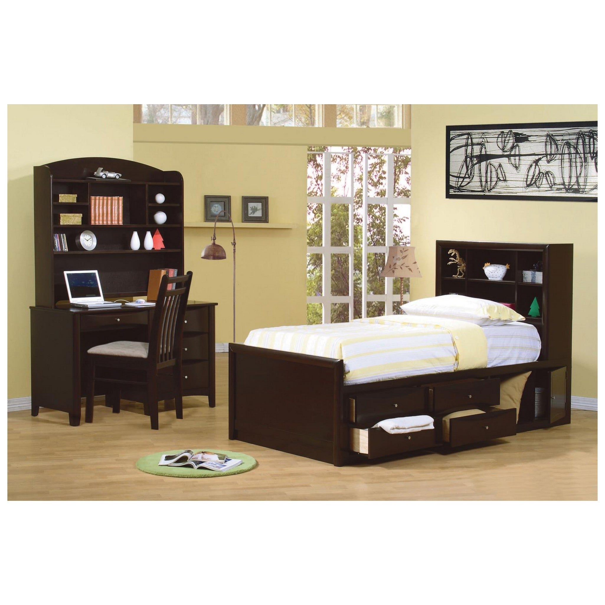 Phoenix Full Bookcase Bed with Underbed Storage Cappuccino 400180F