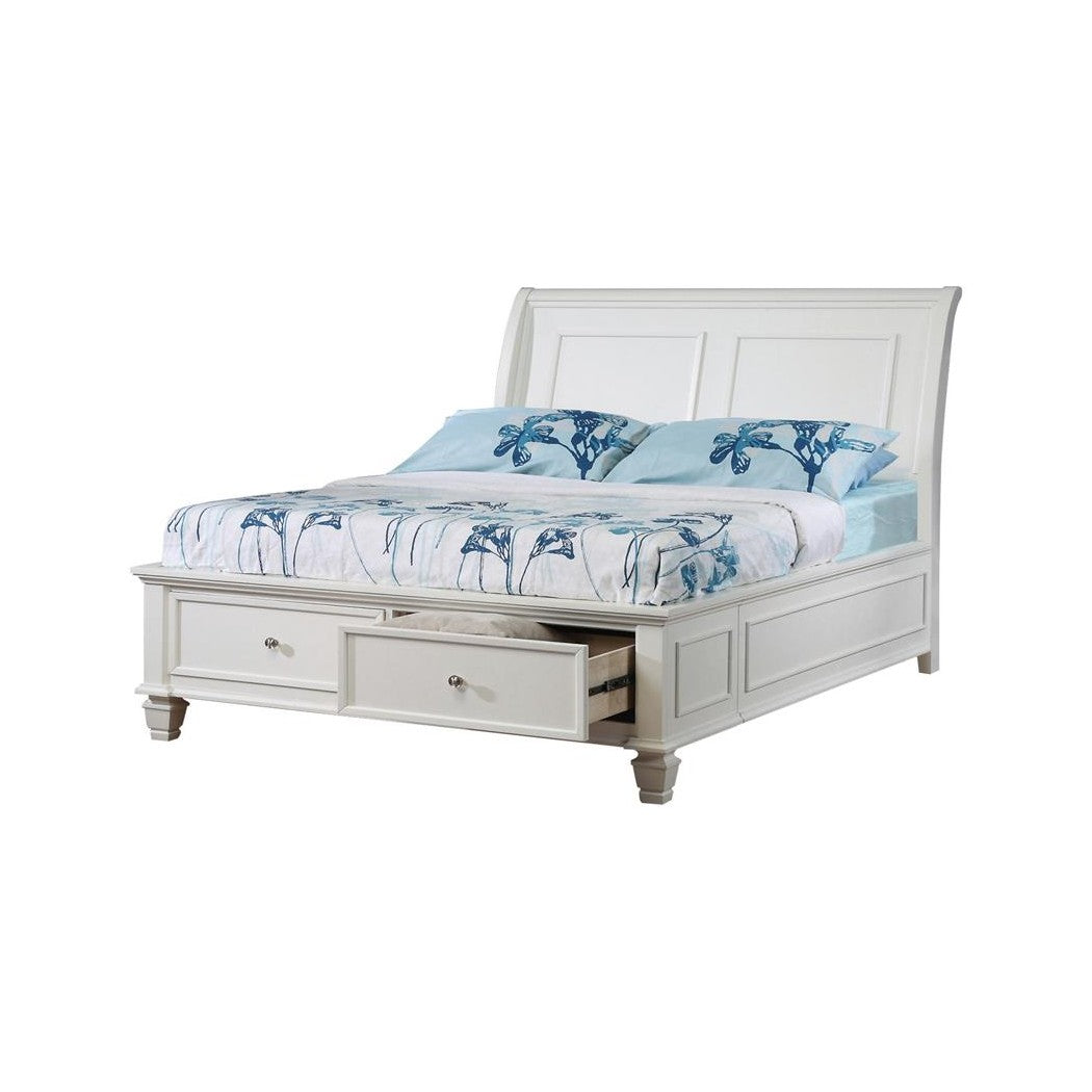 Selena Twin Sleigh Bed with Footboard Storage Buttermilk 400239T