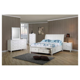 Selena Twin Sleigh Bed with Footboard Storage Buttermilk 400239T