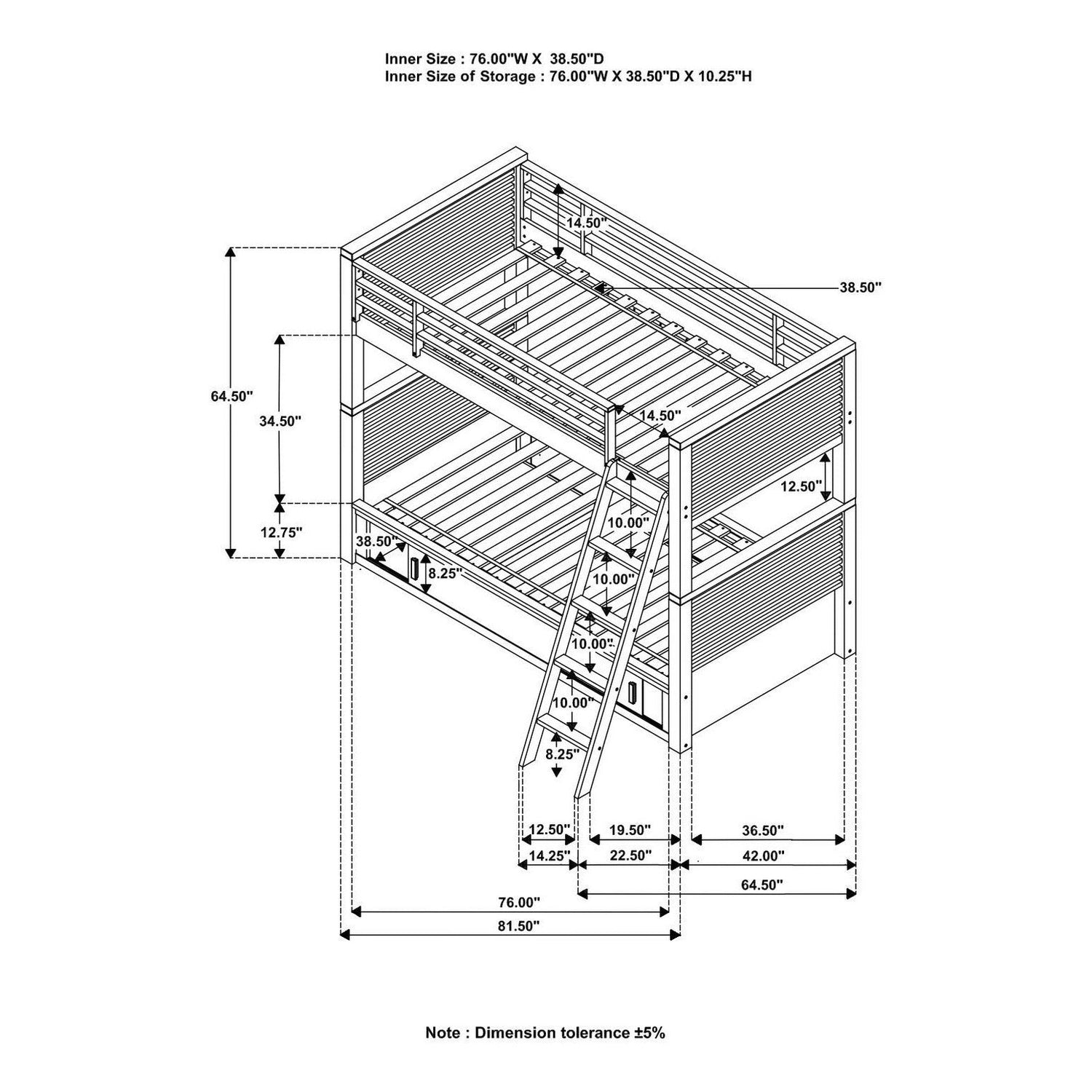 Oliver Twin over Twin Bunk Bed Java 400736T