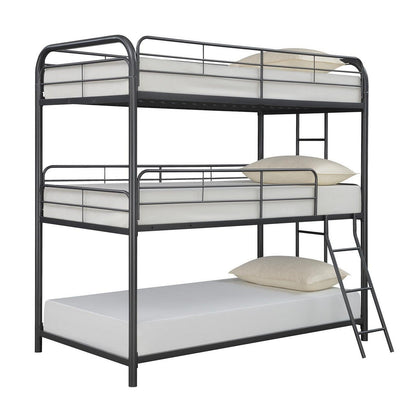 Garner Triple Bunk Bed with Ladder Gunmetal 400777