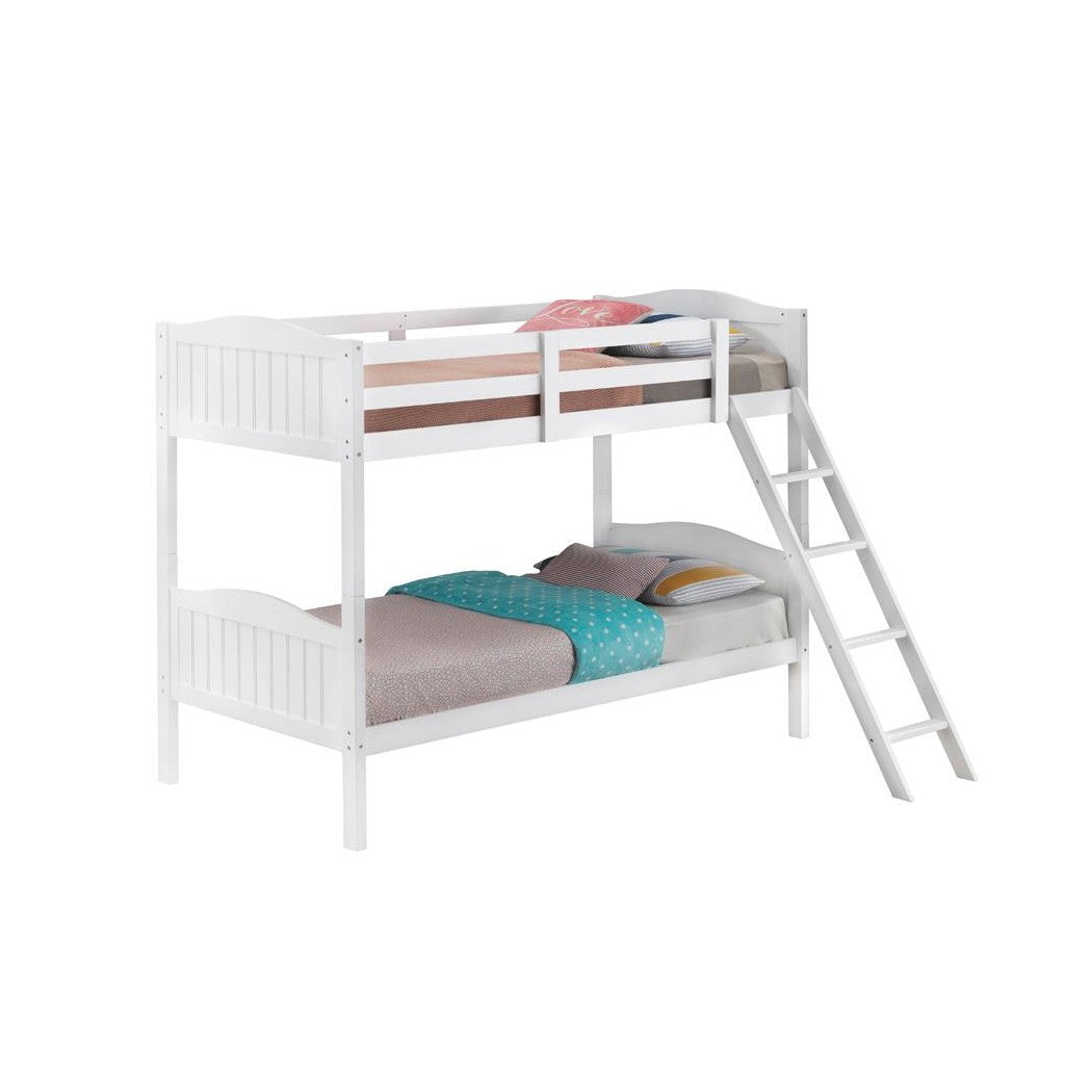 Arlo Twin/Twin Bunk Bed with Ladder White 405053WHT