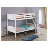 Arlo Twin/Twin Bunk Bed with Ladder White 405053WHT