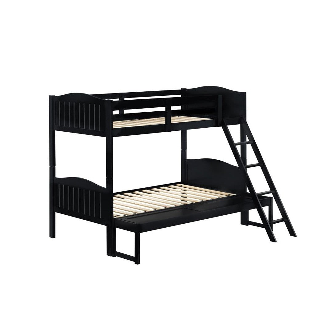 Arlo Twin/Full Bunk Bed with Ladder Black 405054BLK