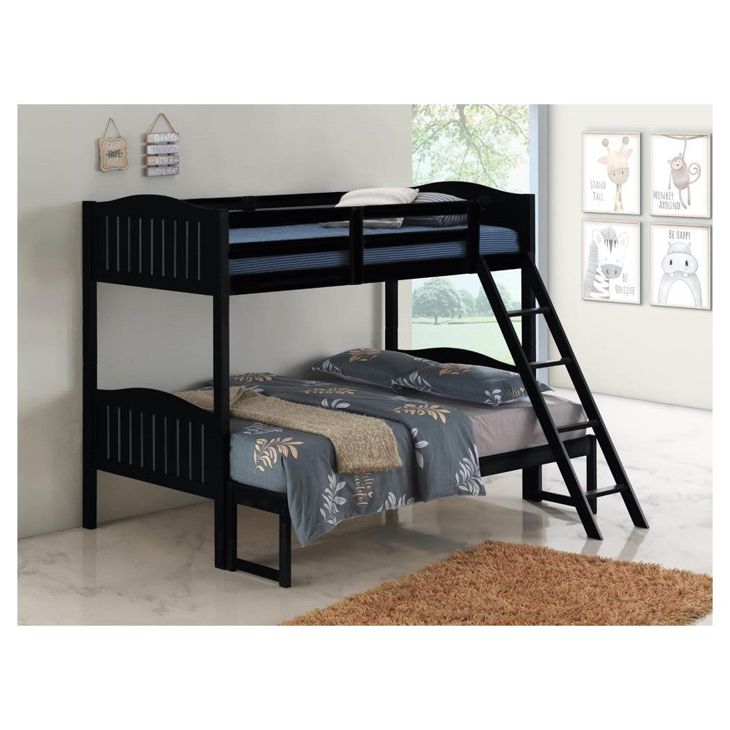 Arlo Twin/Full Bunk Bed with Ladder Black 405054BLK