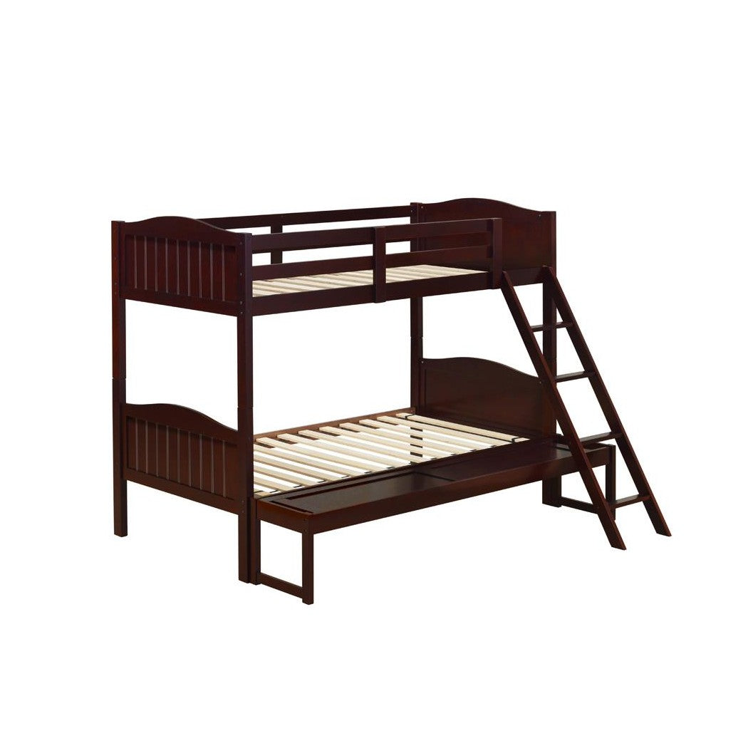 Arlo Twin/Full Bunk Bed with Ladder Espresso 405054BRN