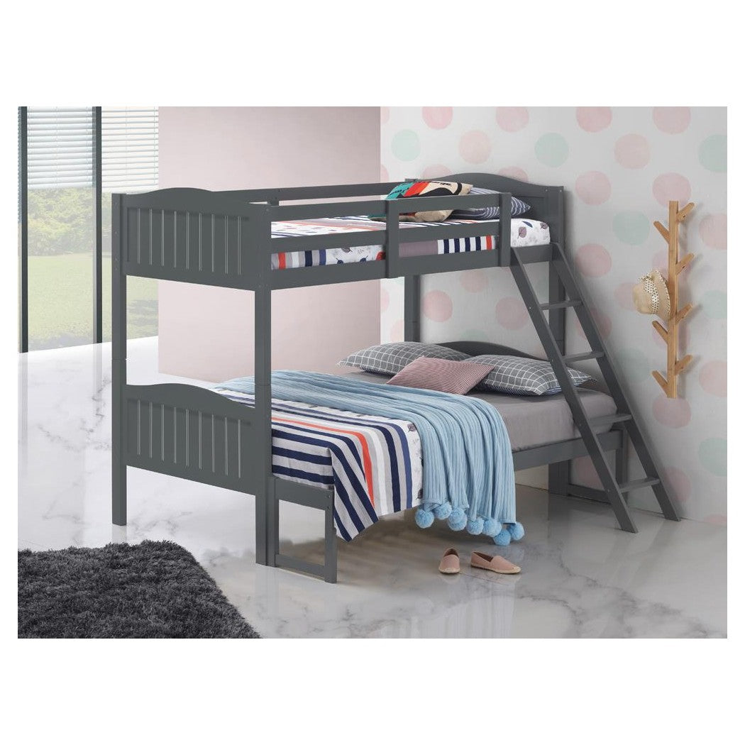 Arlo Twin/Full Bunk Bed with Ladder Grey 405054GRY