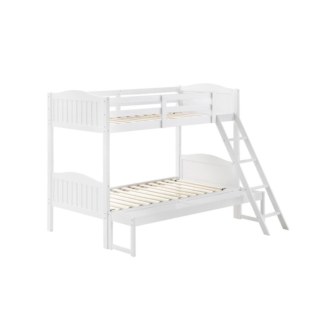 Arlo Twin/Full Bunk Bed with Ladder White 405054WHT