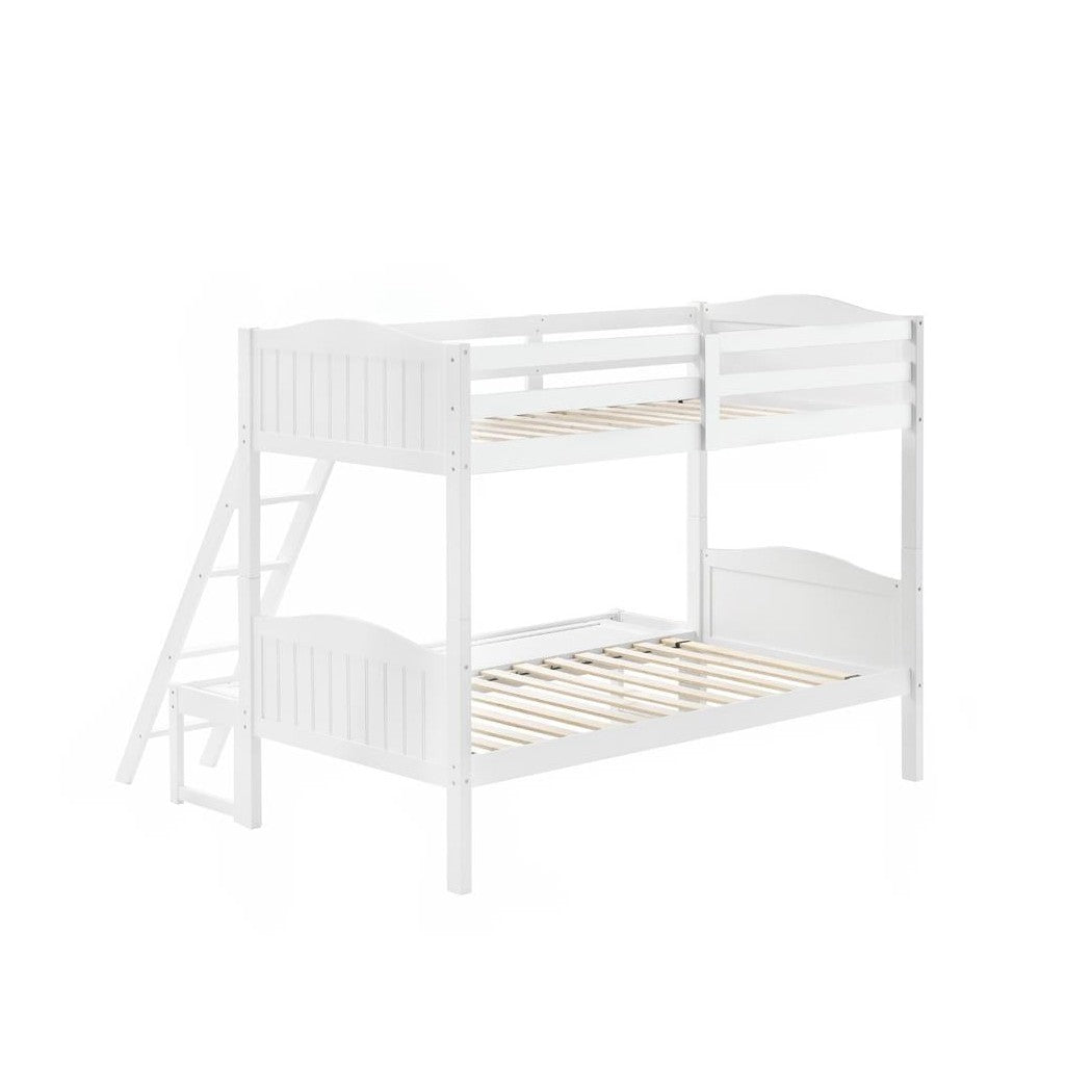 Arlo Twin/Full Bunk Bed with Ladder White 405054WHT