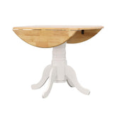 Allison Drop Leaf Round Dining Table Natural Brown and White 4241