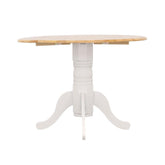 Allison Drop Leaf Round Dining Table Natural Brown and White 4241