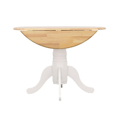 Allison Drop Leaf Round Dining Table Natural Brown and White 4241