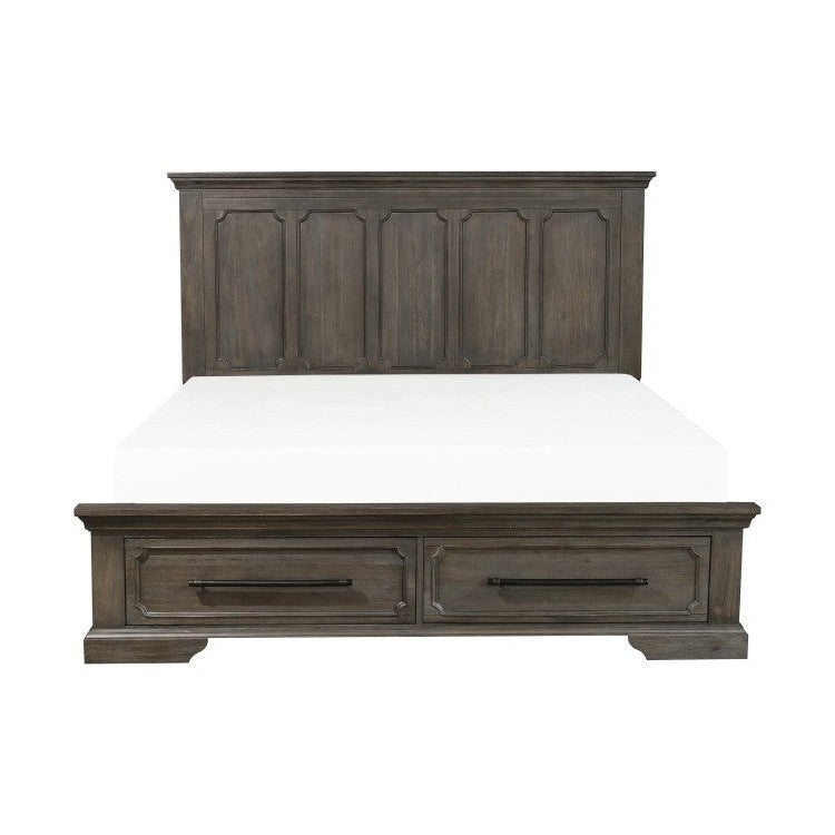 (3) EK BED W/ FTBD STRG, DISTRS DARK OAK 5438K-1EK*