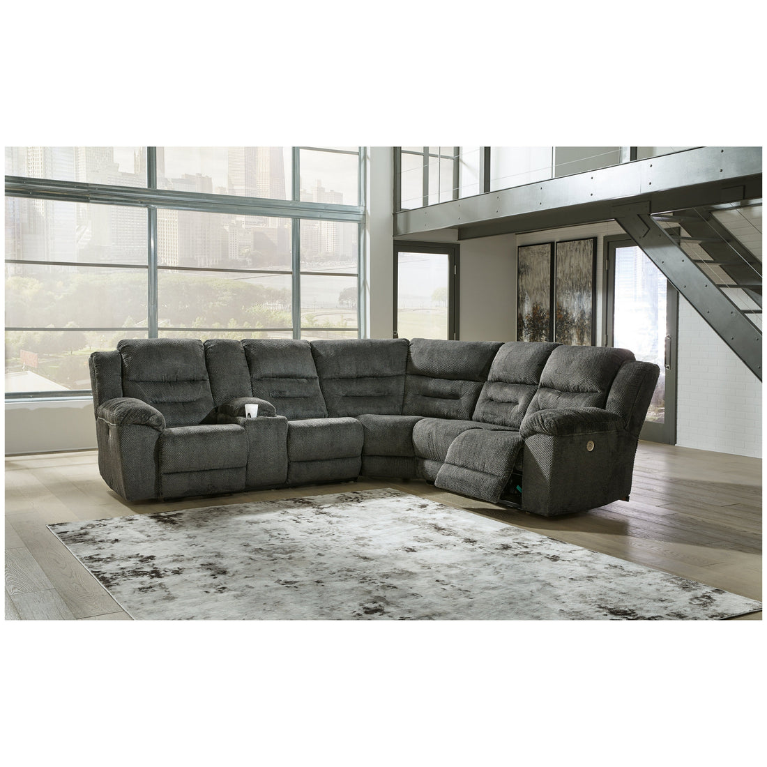 Nettington 3-Piece Power Reclining Sectional Ash-44101S1