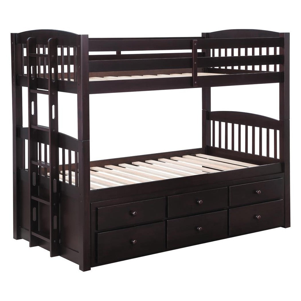 Kensington Twin over Twin Bunk Bed with Trundle Cappuccino 460071