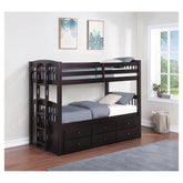 Kensington Twin over Twin Bunk Bed with Trundle Cappuccino 460071