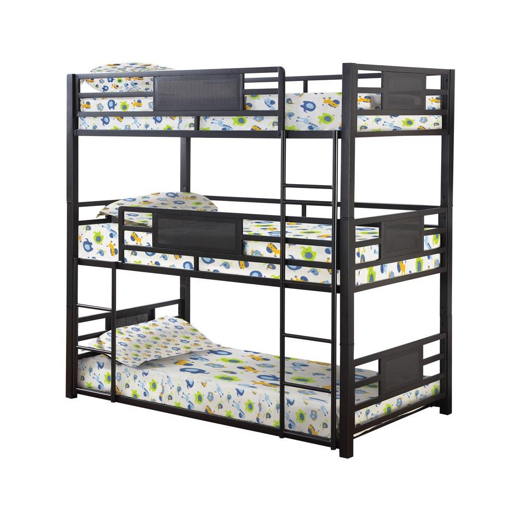 Rogen Twin Triple Bunk Bed Dark Bronze 460394T