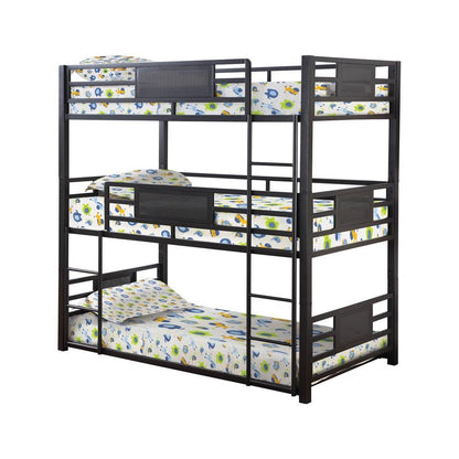 Rogen Twin Triple Bunk Bed Dark Bronze 460394T