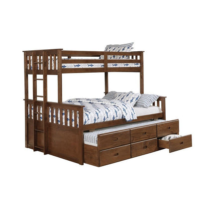 Atkin Twin Extra Long over Queen 3-drawer Bunk Bed Weathered Walnut 461147