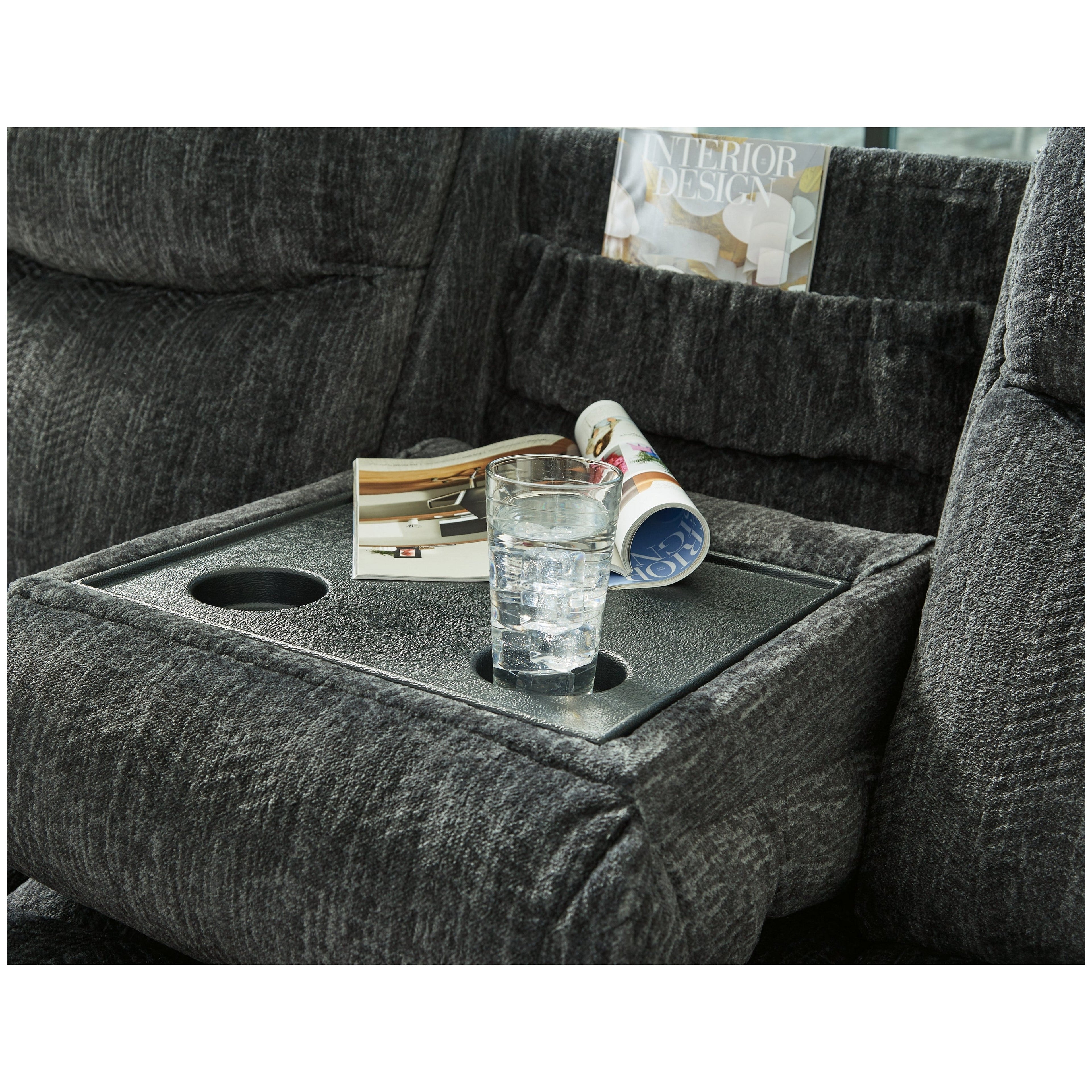 Martinglenn Reclining Sofa with Drop Down Table Ash-4650489