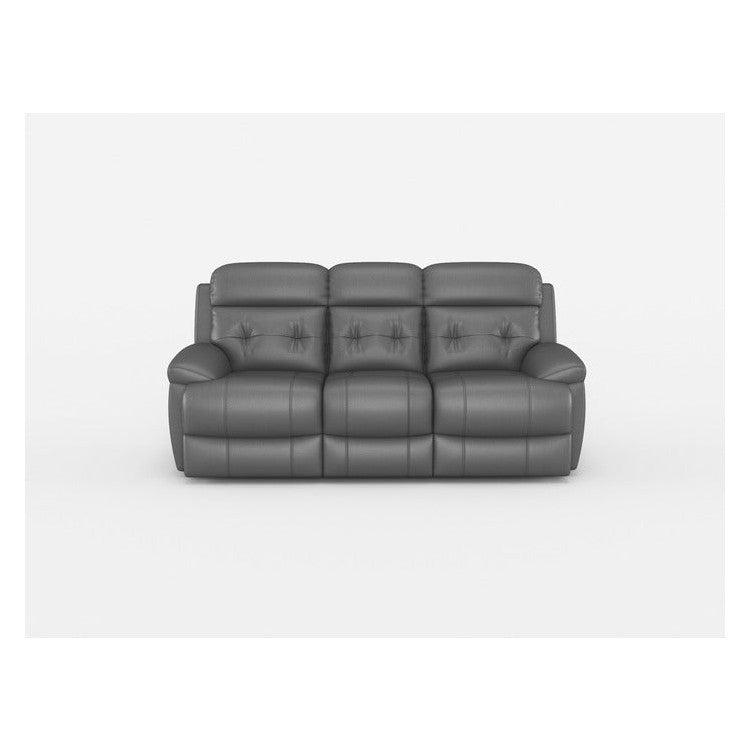 DOUBLE RECLINING SOFA, SILVER GRAY TOP GRAIN LEATHER MATCH PVC 9529SVE-3