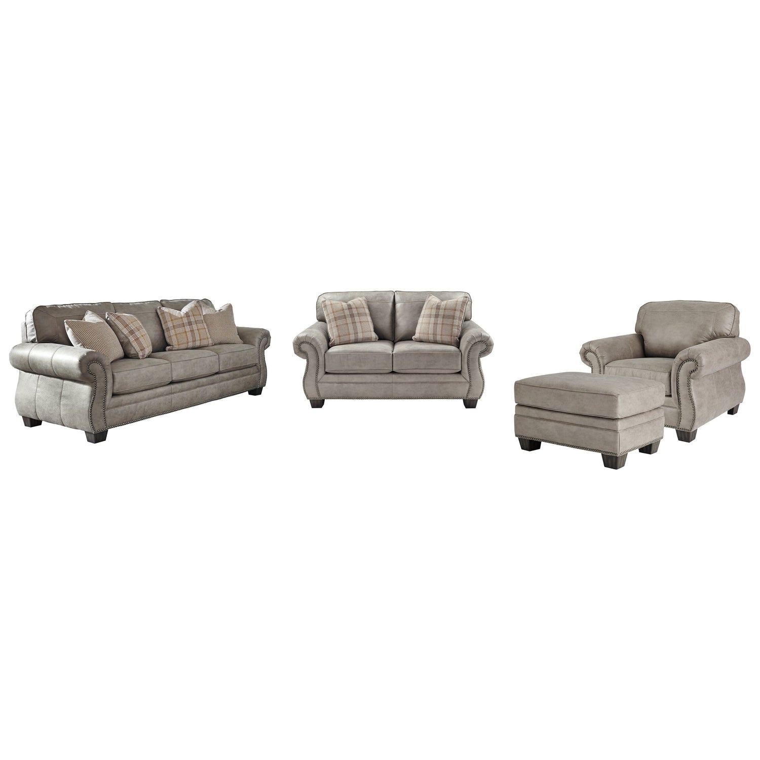 Olsberg Sofa and Loveseat with Chair and Ottoman Ash-48701U3