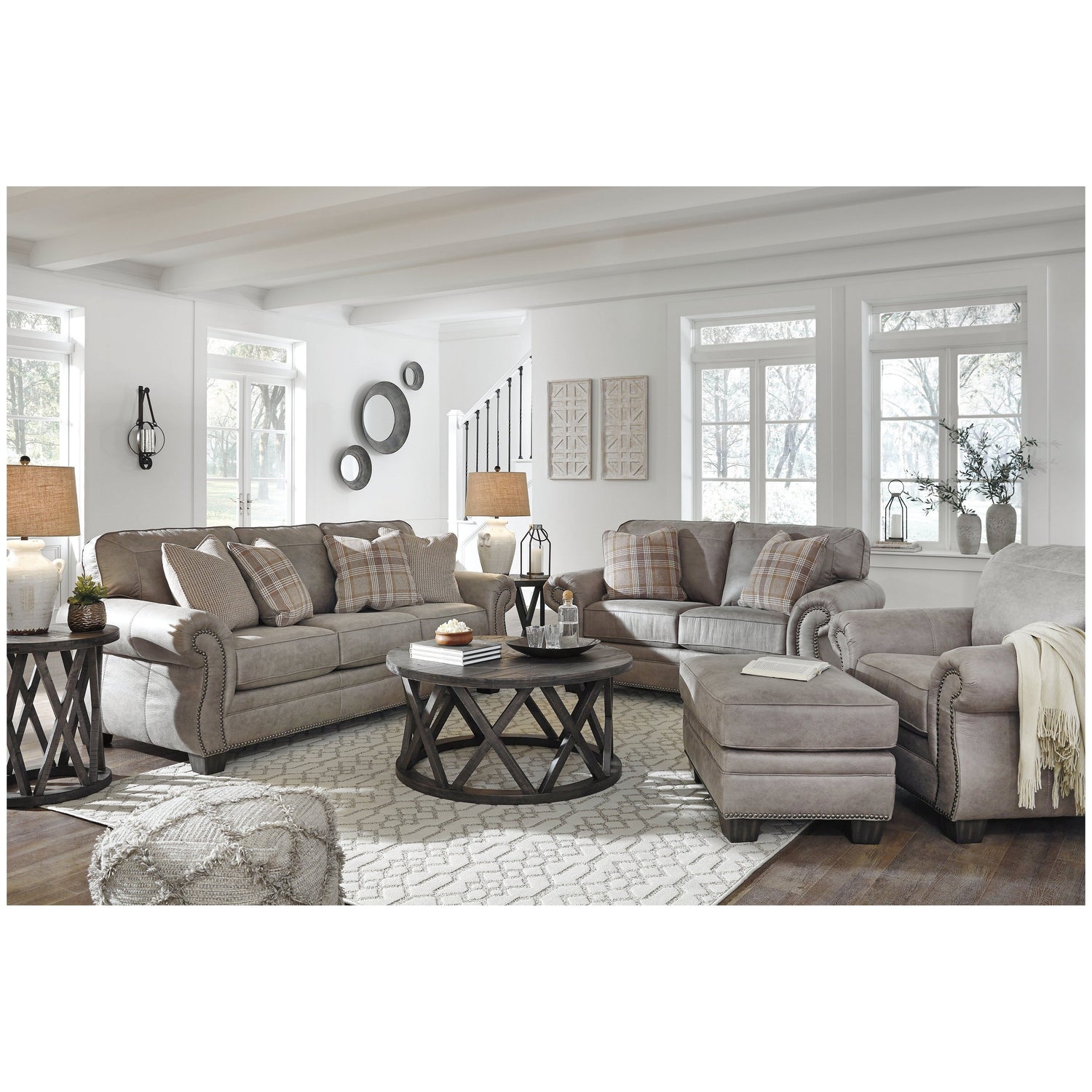 Olsberg Sofa and Loveseat with Chair and Ottoman Ash-48701U3