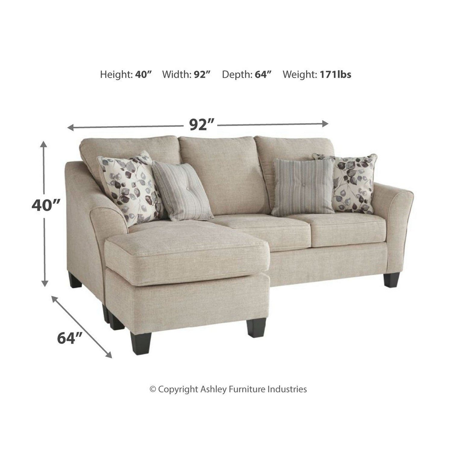 Abney Sofa Chaise Ash-4970118