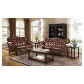 Victoria Rolled Arm Sofa Tri-tone and Brown 500681