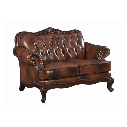 Victoria Tufted Back Loveseat Tri-tone and Brown 500682