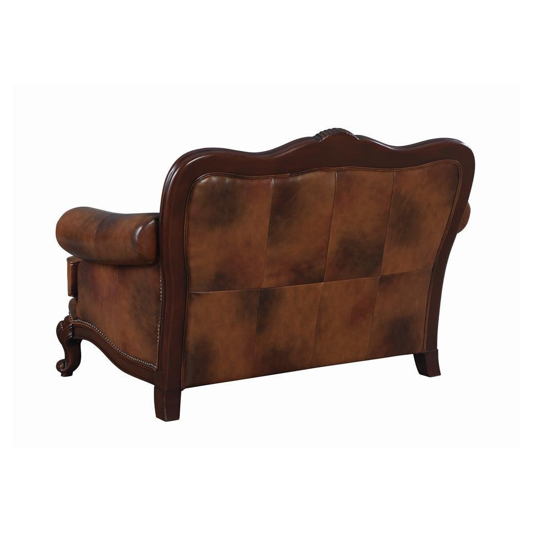 Victoria Tufted Back Loveseat Tri-tone and Brown 500682