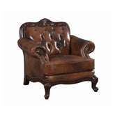 Victoria Rolled Arm Chair Tri-tone and Brown 500683