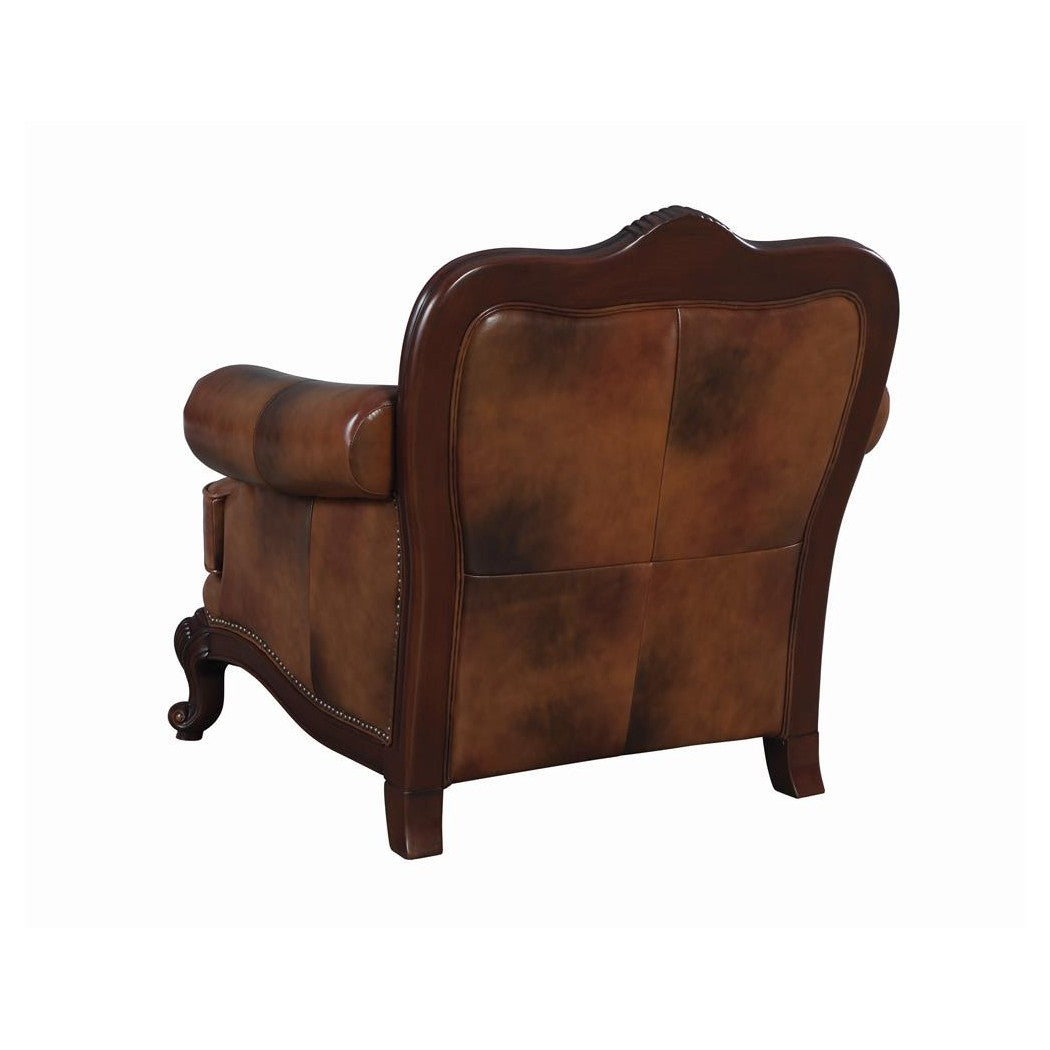 Victoria Rolled Arm Chair Tri-tone and Brown 500683