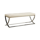 Walton Bench with Metal Base White and Chrome 501157