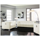 Chaviano Upholstered Tufted Living Room Set Pearl White 505391-S2