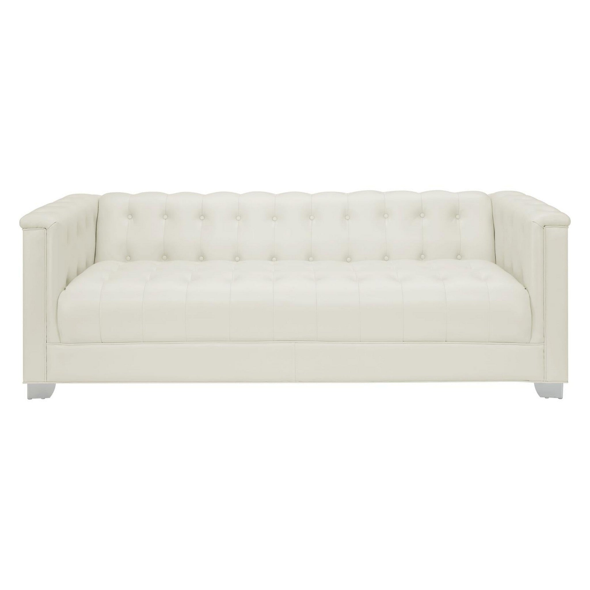 Chaviano Upholstered Tufted Living Room Set Pearl White 505391-S2