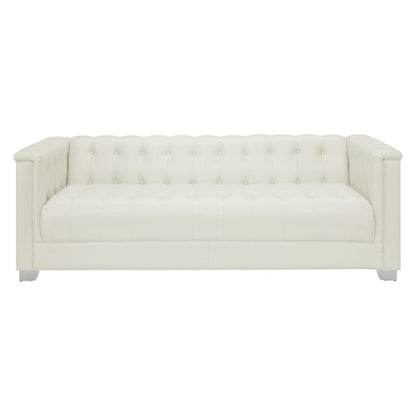 Chaviano Upholstered Tufted Living Room Set Pearl White 505391-S2