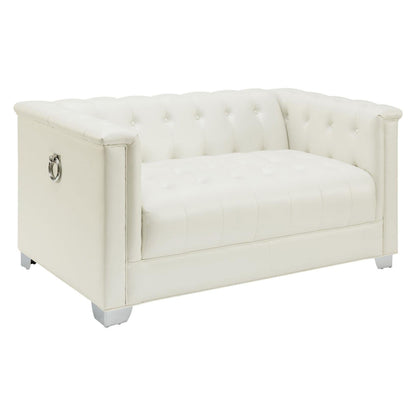 Chaviano Upholstered Tufted Living Room Set Pearl White 505391-S2