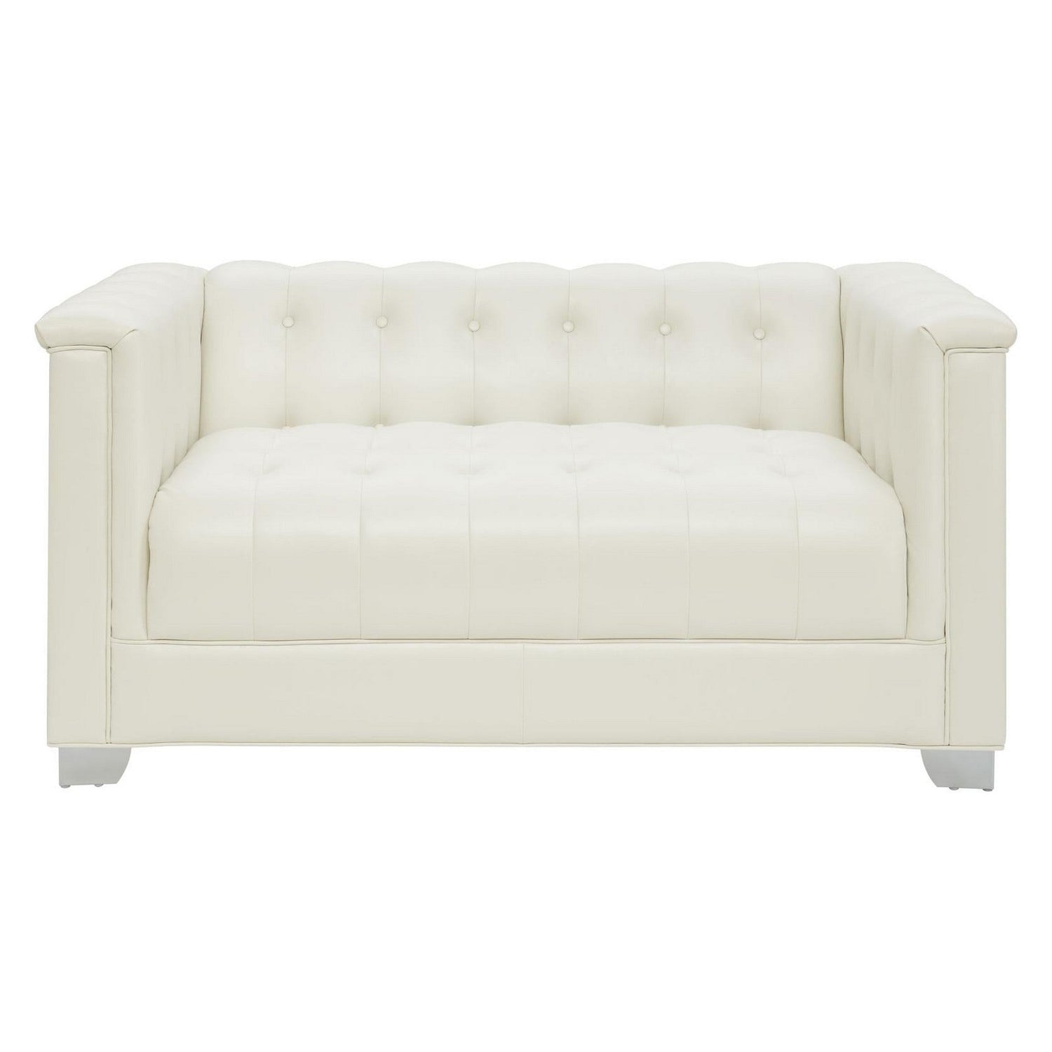 Chaviano Upholstered Tufted Living Room Set Pearl White 505391-S3