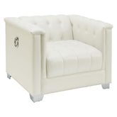 Chaviano Upholstered Tufted Living Room Set Pearl White 505391-S3