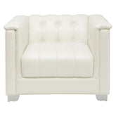 Chaviano Upholstered Tufted Living Room Set Pearl White 505391-S3