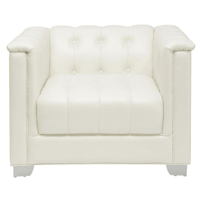 Chaviano Upholstered Tufted Living Room Set Pearl White 505391-S3