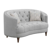 Avonlea Sloped Arm Upholstered Loveseat Trim Grey 505642