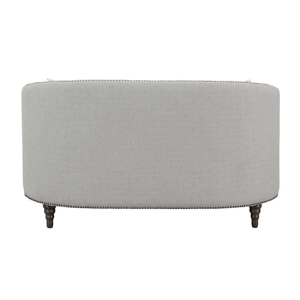 Avonlea Sloped Arm Upholstered Loveseat Trim Grey 505642