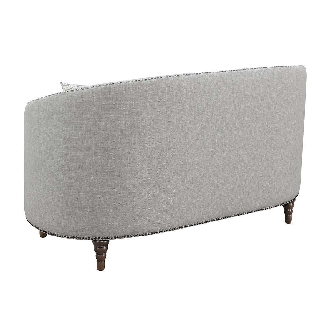 Avonlea Sloped Arm Upholstered Loveseat Trim Grey 505642