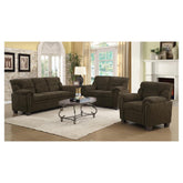 Clemintine Upholstered Loveseat with Nailhead Trim Brown 506572